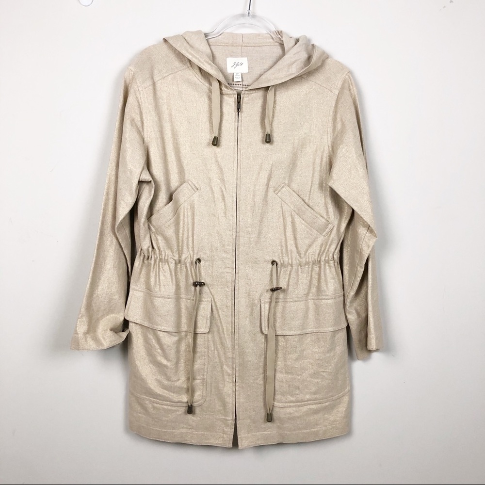 J. JILL Gold Shimmer Drawstring Linen Jacket